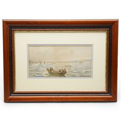 John Wilson Carmichael (British 1799-1868): Busy Shipping Lane, watercolour signed and dated 1842, 17cm x 33cm