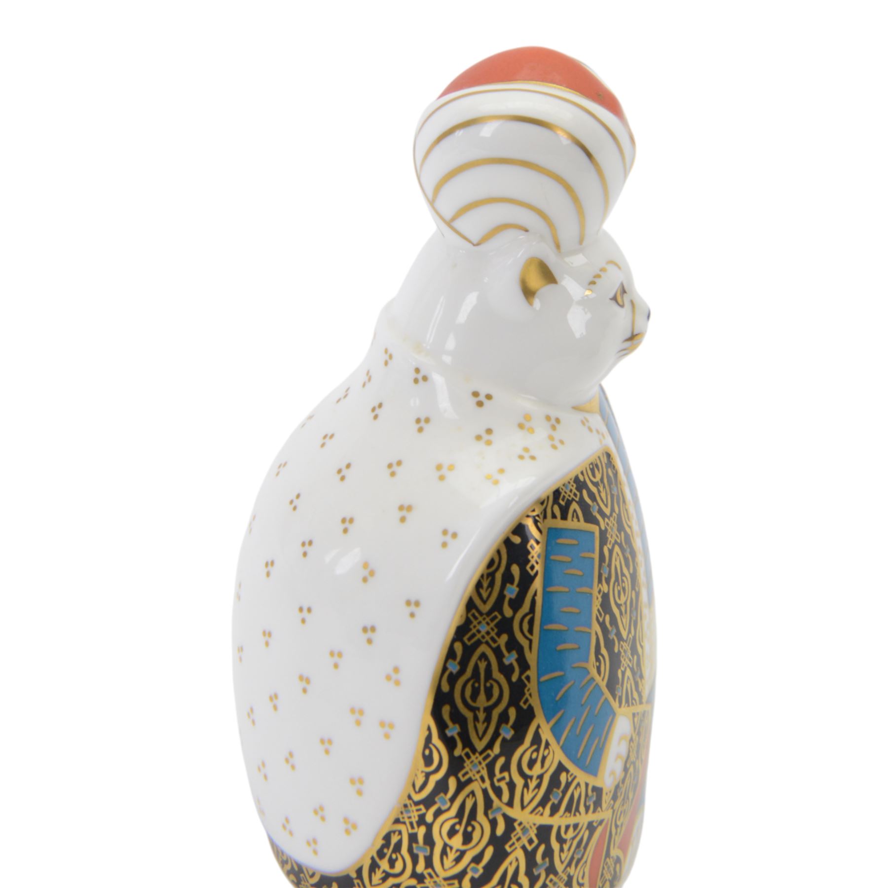 Royal Crown Derby Royal Cats paperweight Persian, with gold stopper and box 