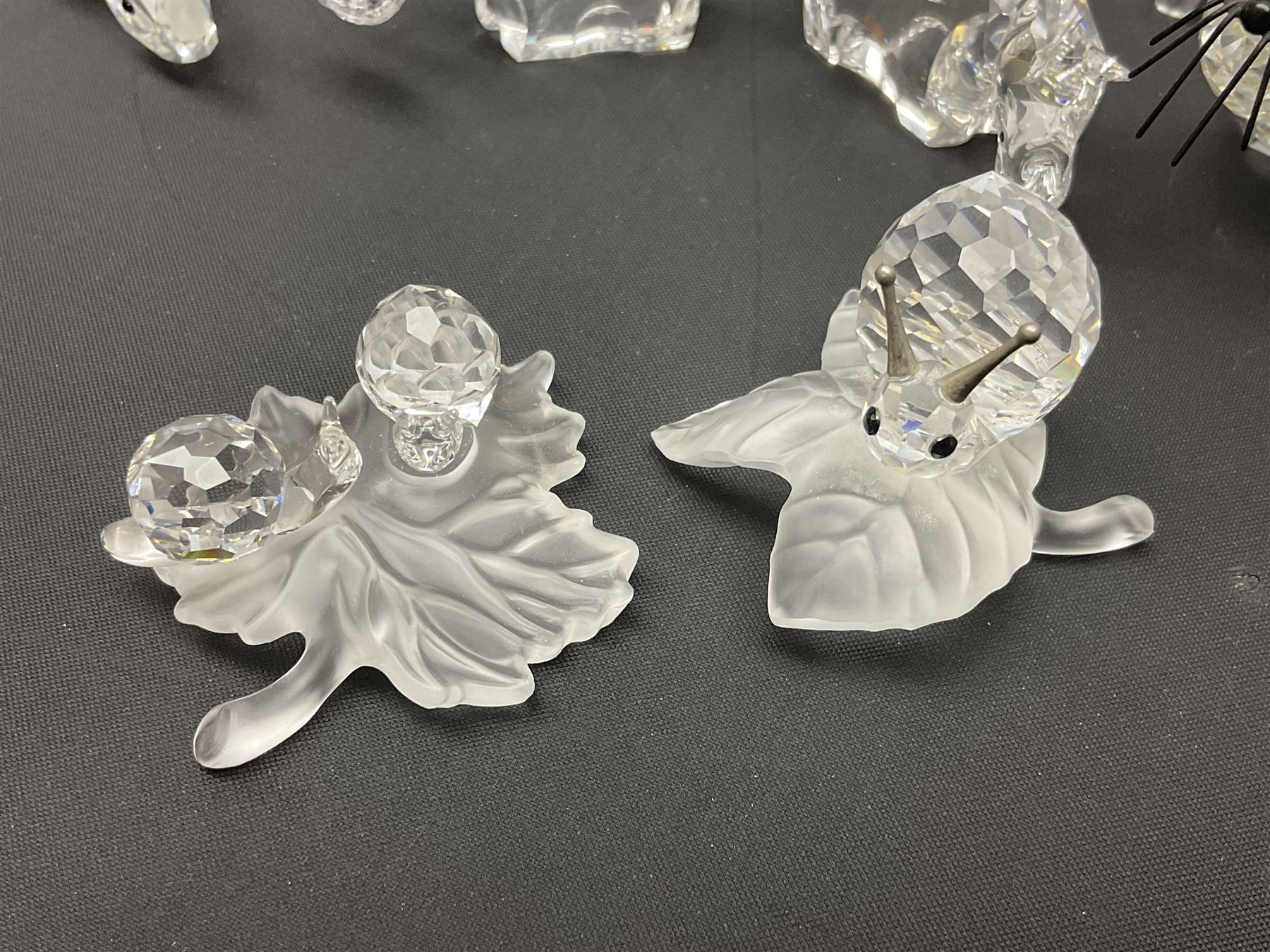 Twenty nine Swarovski Crystal animals, to include koala and baby, in frosted tree branch, elephants, polar bears, squirrel, monkeys, panda, unicorn and snails, etc 