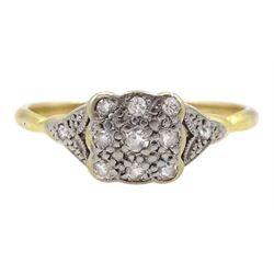Early 20th century 9ct gold old cut diamond ring, with diamond set shoulders