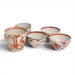 Collection of 18th century Chinese tea wares, including tea bowls, saucers and coffee cups