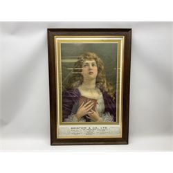 Edwardian shop advertising calendar for Bristow & Co. Ltd Tea Specialists of Hull 1905 depicting a half length portrait of a pensive young lady entitled 'Our Father', 73 x 47cm, oak and gilt frame and After J Stead (British 20th century): 'Bird's Eye View of the Town of Kingston-upon-Hull', reproduction lithograph pub. 1990, 49cm x 87cm (2). NOW UNFRAMED. 