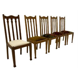 Set of five early 20th century oak dining chairs