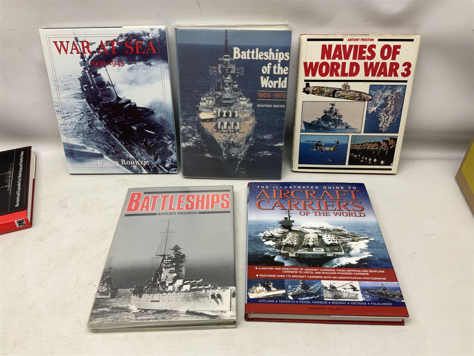 Twenty-seven books of maritime and naval interest including Archibald: The Fighting Ship in the Royal Navy; Chant: The History of the World's Warships; Groner: German Warships 1815-1945; books on seapower, destroyers, battleships, cruisers, seamanship etc