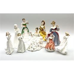 Nine figures; eight Royal Doulton, , Amy, Sandra, thank you, thinking of you, Christmas carols, my love, happy birthday, Merry Christmas and one Coalport figures, Andrea 