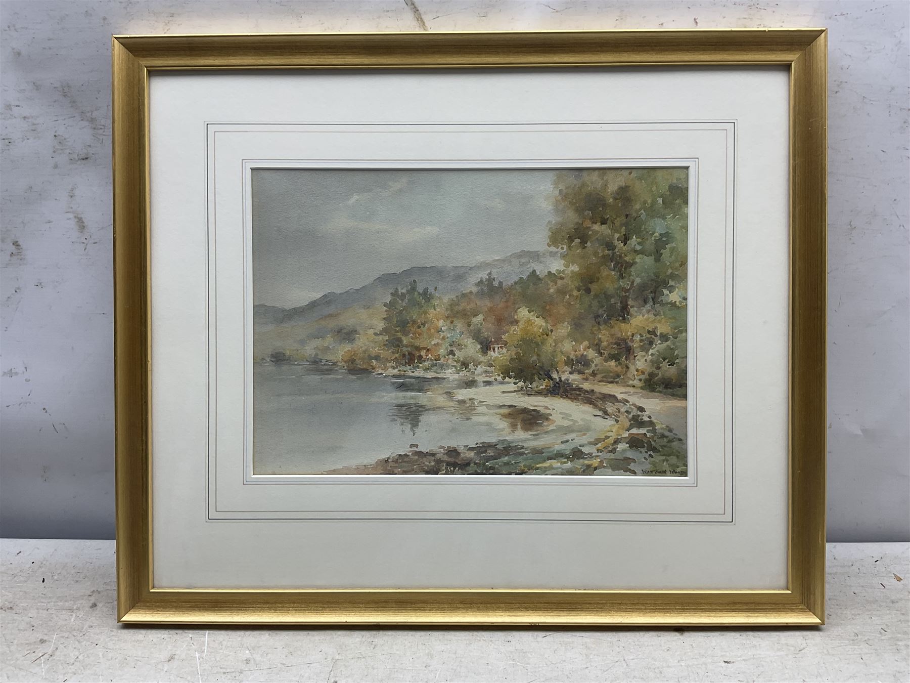 Frank Watson Wood Jnr. (Scottish 1900-1985): Lakeside Scene in the Highlands, watercolour signed 26cm x 36cm 