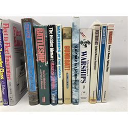 Thirty books of maritime and naval interest including David Hobbs: The British Pacific Fleet; Ian Marshall: Armoured Ships; M.J. Whitley: Cruisers of WW2, German Cruisers of WW2 and German Coastal Forces of WW2; books on warships, U-Boats, combat ships etc