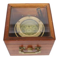 Admiralty pattern Azimuth circle, no. 1152 and a brass nautical compass on gimbal, both in wooden cases