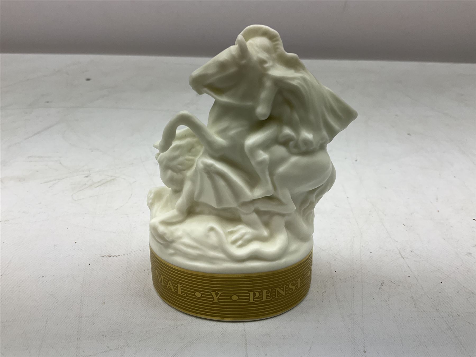 Royal Worcester limited edition 284/1817 St. George and the Dragon candle snuffer, with certificate, H9.5cm