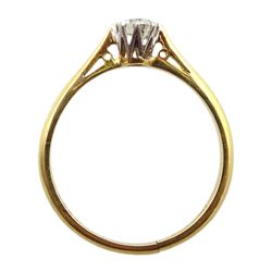 Gold single stone round brilliant cut diamond ring, stamped 18ct & Pt, diamond approx 0.35 carat