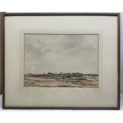Kershaw Schofield (British c1875-1941): Flatland Landscape, watercolour and pencil signed 26cm x 36cm