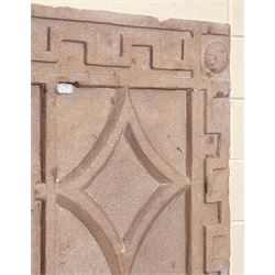 18th century carved sandstone chimneypiece transom/lintel, from a North York Moors manor house. L136cm, H51cm, D8cm. For ref. please see The HMSO Houses of the North York Moors publication.  - COLLECTION BY APPOINTMENT FROM: The White House, Thirsk Road, Easingwold, York, YO61 3NF - CALL 01723 507111 TO ARRANGE