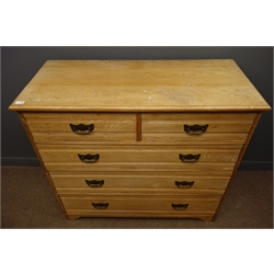 Edwardian ash chest, two short and three long drawers, W121cm, H109cm, D55cm  