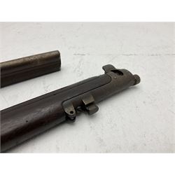 WW1 Lee Enfield SMLE .303 bolt action rifle with 63.5cm barrel and magazine; No.20934; L112cm overall; home deactivated by welding down bolt and end of barrel so requires re-deactivation to modern standards; and 19th century 12-bore double barrel hammer shotgun with 65cm cut-down barrels, non-rebounding hammers and under-lever opening, the lock-plate indistinctly inscribed G.T. Bartrant(?) L75cm overall; home deactivated by welding both barrels closed at breech so requires re-deactivation to modern standards (2) RFD ONLY 