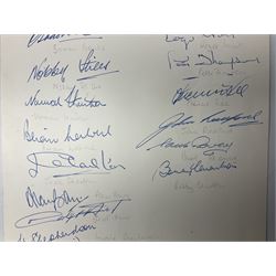 Hendon Hall Hotel letter heading signed by nineteen players and staff of the England football team including Alf Ramsey, Gordon Banks, Nobby Stiles, Jack Charlton, Alan Ball, Geoff Hurst, Martin Peters, Roger Hunt, Bobby Charlton, Norman Hunter, Francis Lee, Alan Mullery, Bob McNab etc probably before the 15th January1969 game against Romania as also signed by Paul Reaney