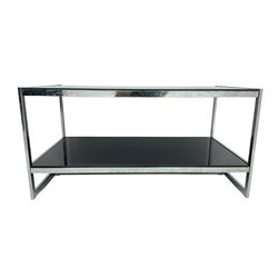 Mid to late 20th century chrome and smoked glass coffee table