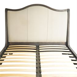 Frank Hudson - king size 'Safari' bed with charcoal finish and linen headboard over slatted base