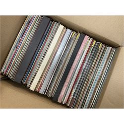 Collection of vinyl LP records in four boxes, mainly Jazz and Classical, including Beethoven Missa Solemnis, Bach Partitas, Robert Still and Duke Ellington, etc