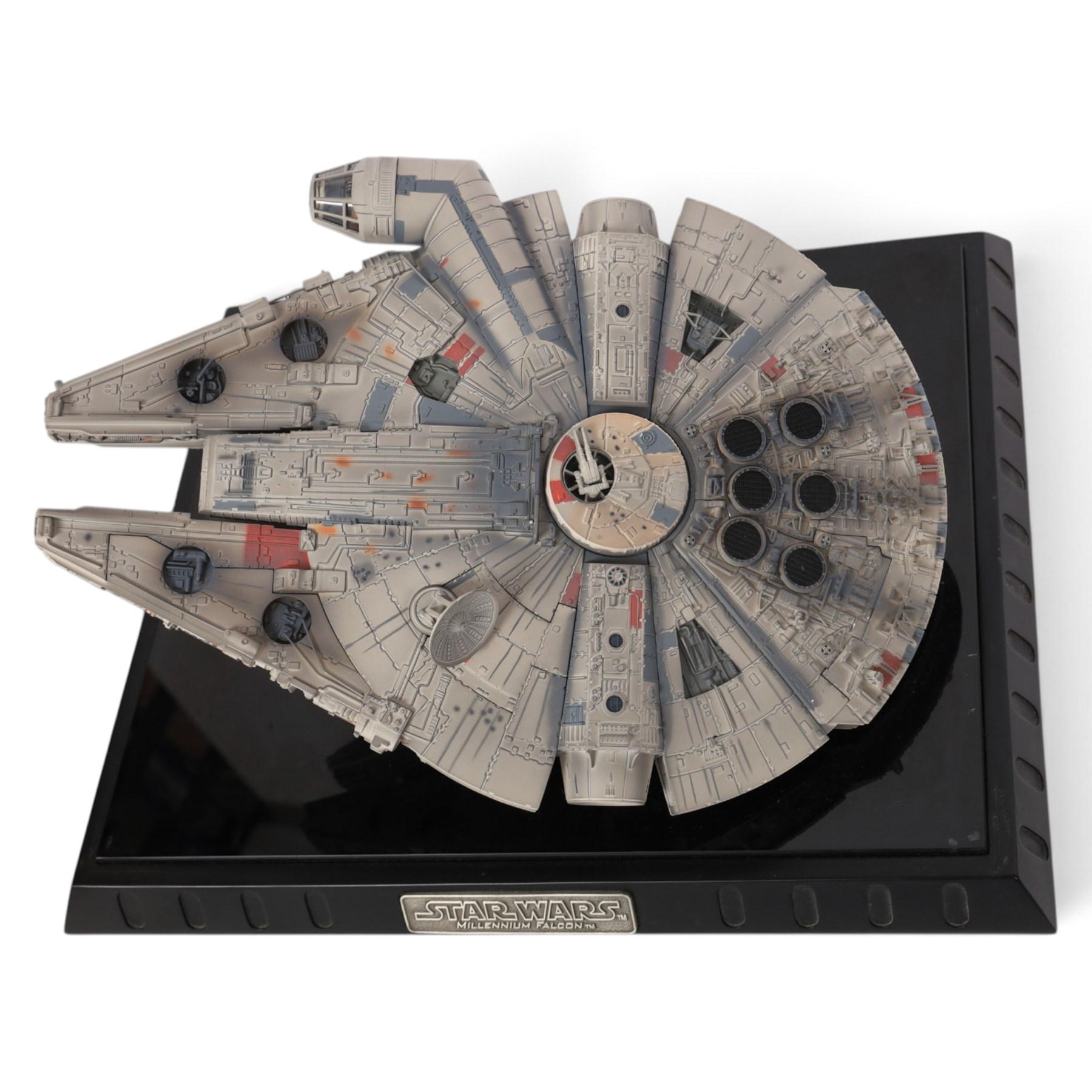 Code 3 Collectibles Star Wars Millennium Falcon  1:80 scale diecast replica, on display plinth with acrylic case, boxed, case H23cm, W40cm