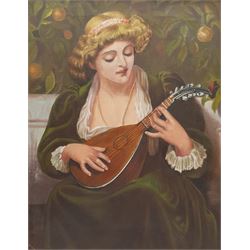 Cramp (19th century): Lady Playing a Lute, oil on canvas signed and dated 1884? 45cm x 35cm