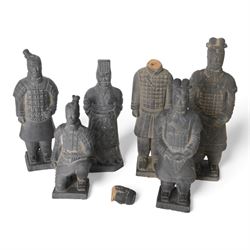 Six terracotta warrior figures, H25cm