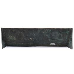 Arts & Crafts period copper fireplace hood by John Pearson, decorated with stylised roundels, signed verso, W77cm