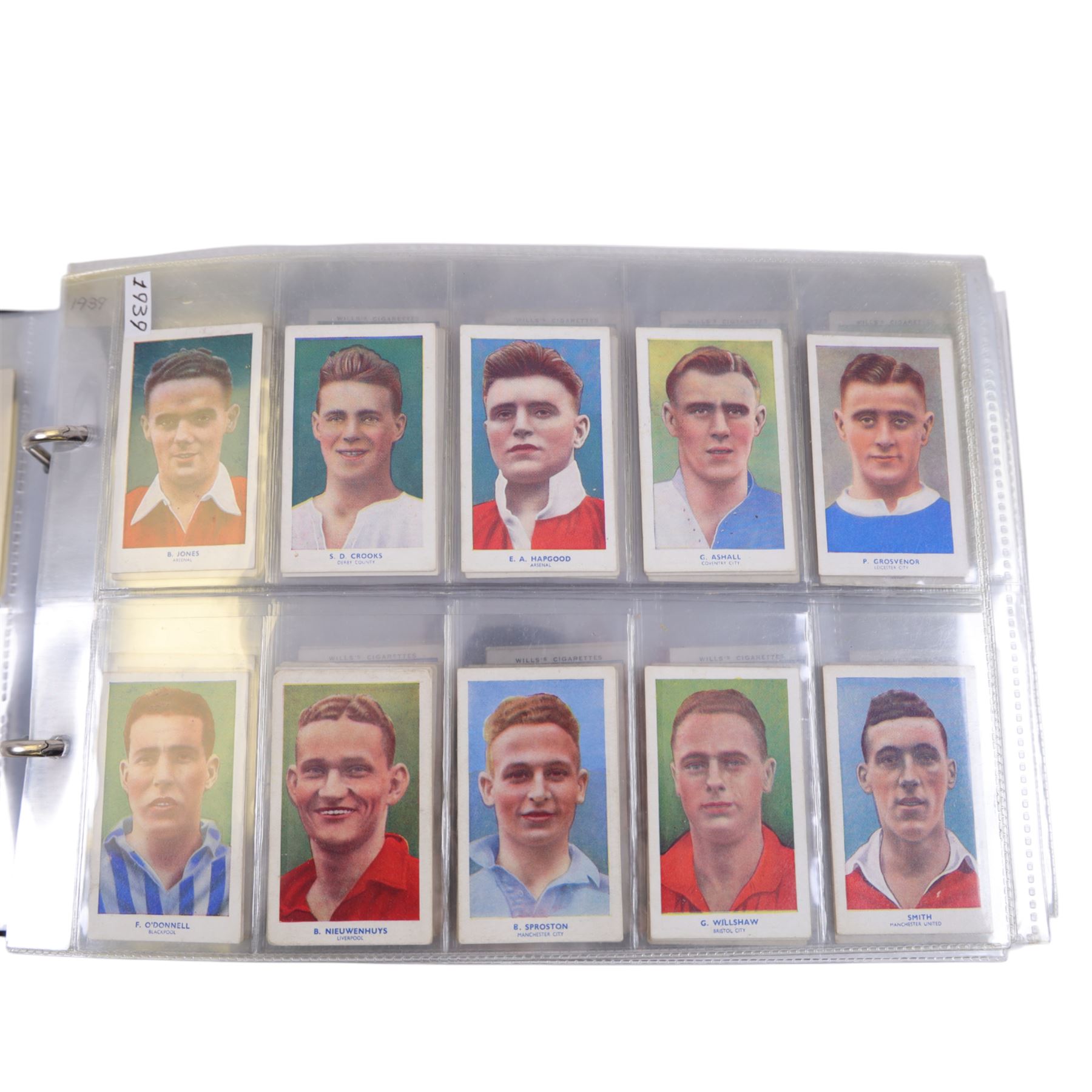 Collection of 1930s and later Football related trading and cigarette cards, including complete set of sixteen 1936 Topical Times Panel Portraits of Star Footballers, collection of further 1930s Footballer Panel Portraits, complete set of twenty-five 1955 The Wizard Famous Footballer cards, complete set of fifty Wills Association Footballers 1935, complete set of fifty Godfrey Phillips International Caps cards, etc, housed in three albums