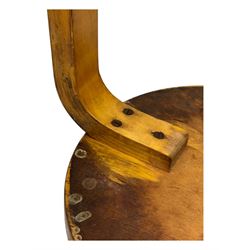 Alvar Aalto for Finmar - mid-20th century Finnish birch circular stool, the seat supported by three bentwood supports, applied label to the underside 