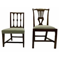 Two 19th century chairs, green upholstered seats
