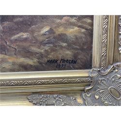 Mark Morgan (20th century): A Hasty Retreat, oil on canvas laid on to board signed and dated 1993, 60cm x 90cm