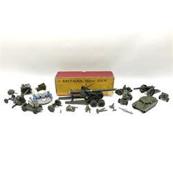 Britains - 155mm Gun No.2064, boxed; ten unboxed and playworn military vehicles by Britains, Dinky and Lone Star; and Corgi Major H.D.L. Hovercraft (12)