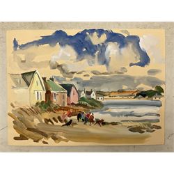 Jean Alexander (British 1911-1994): Views in Suffolk, comprising: 'Morning on the Shore - Aldeburgh July 1984', 'Sunshine on the Backwater - Aug '85 with Stephanie', 'Stormy Weather - High Sea near East Terrace Aug 1988', 'Walberswick - July 1990', 'Squally Weather near Bungay (outside Joan's house Broom Tuns) Jan 1990', 'Polzeath N. Cornwall - August 1989', and another untitled, watercolours, each signed, variously titled and dated verso, the titled 27.5cm x 37.5cm (unframed), the other 25cm x 27cm (mounted) (7)