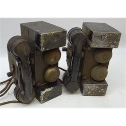  Two WWII bakelite field telephones Set 