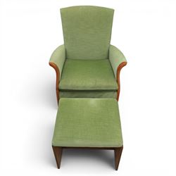 Parker Knoll - 'Froxfield' green armchair with associated stool