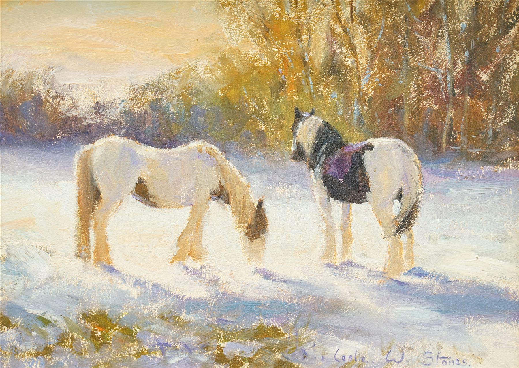 Leslie W Stones (British 20th century): 'A Quiet Evening', oil on board signed, titled verso 14cm x 20cm