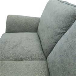 Marks & Spencer - 'Salisbury' two seater sofa, upholstered in blue fabric, scrolled arms and loose cushions