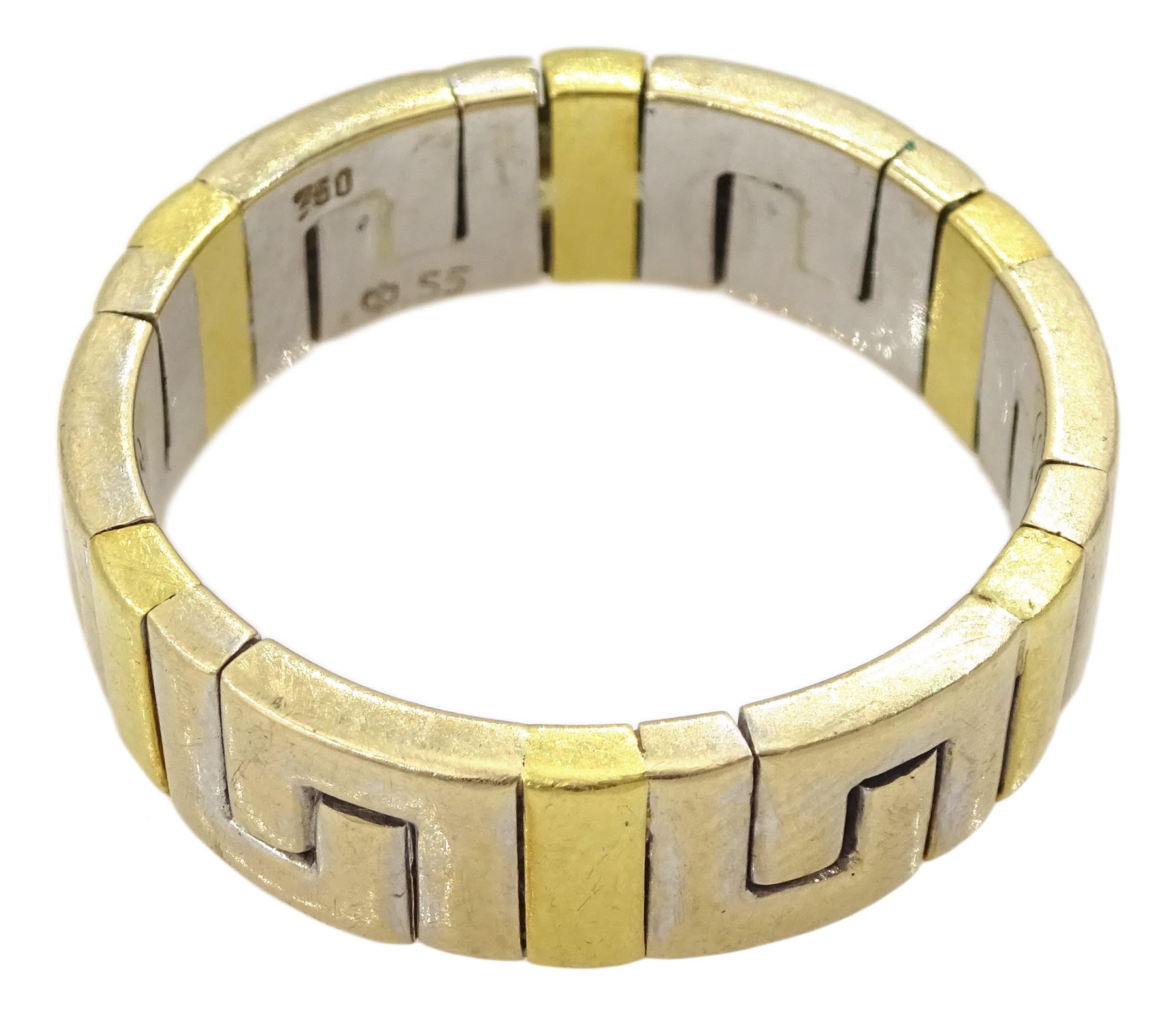 18ct gold Greek key design ring, stamped 750