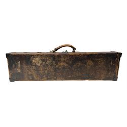 19th/early 20th century brass bound leather shotgun case with fitted interior to accommodate 72cm (28.25