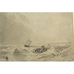  Fishing Off the Coast, watercolour indistinctly signed and dated 1915, 18cm x 26cm and Off Scarborough, 18th century watercolour after Francis Nicholson signed with initials and dated 1799, 37cm x 53cm unframed (2)  