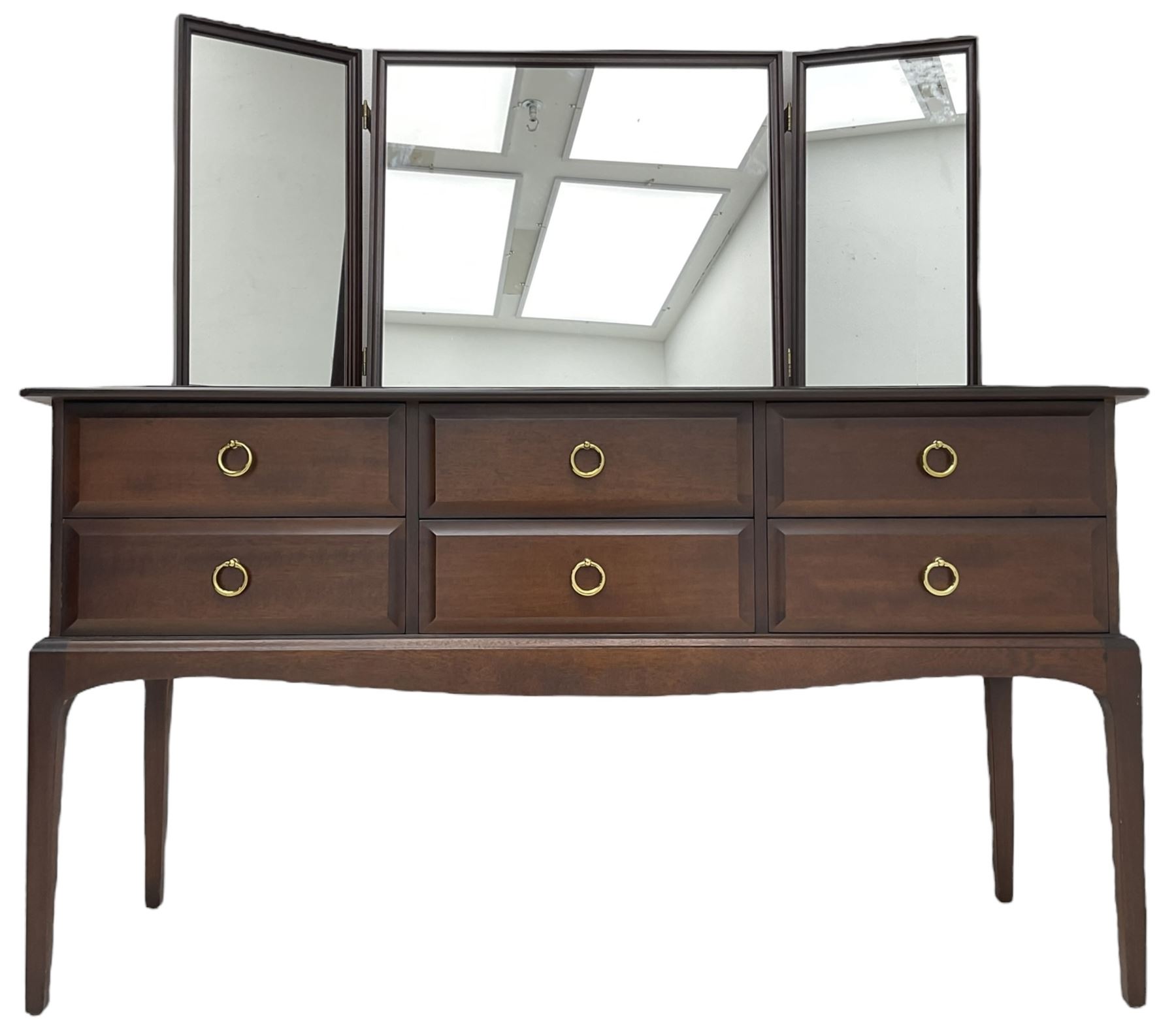 Stag Minstrel - triple mirror back dressing table, fitted with six drawers