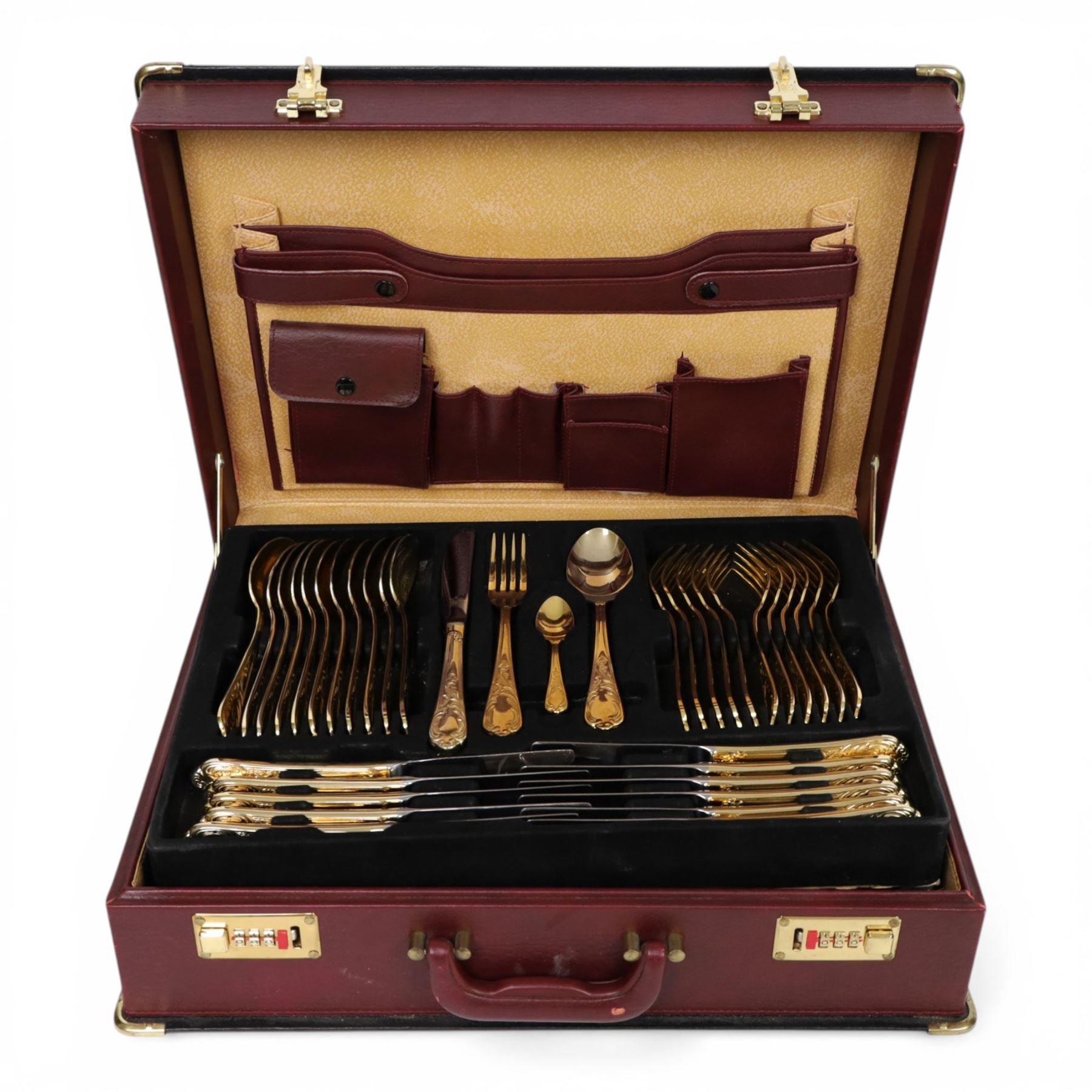 Bestecke Solingen (SBS) gold plated cutlery set for twelve in case