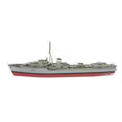 Large scale model of the Destroyer Javelin F61 painted in battle colours, with plans, L178cm, W22cm, H61cm. 