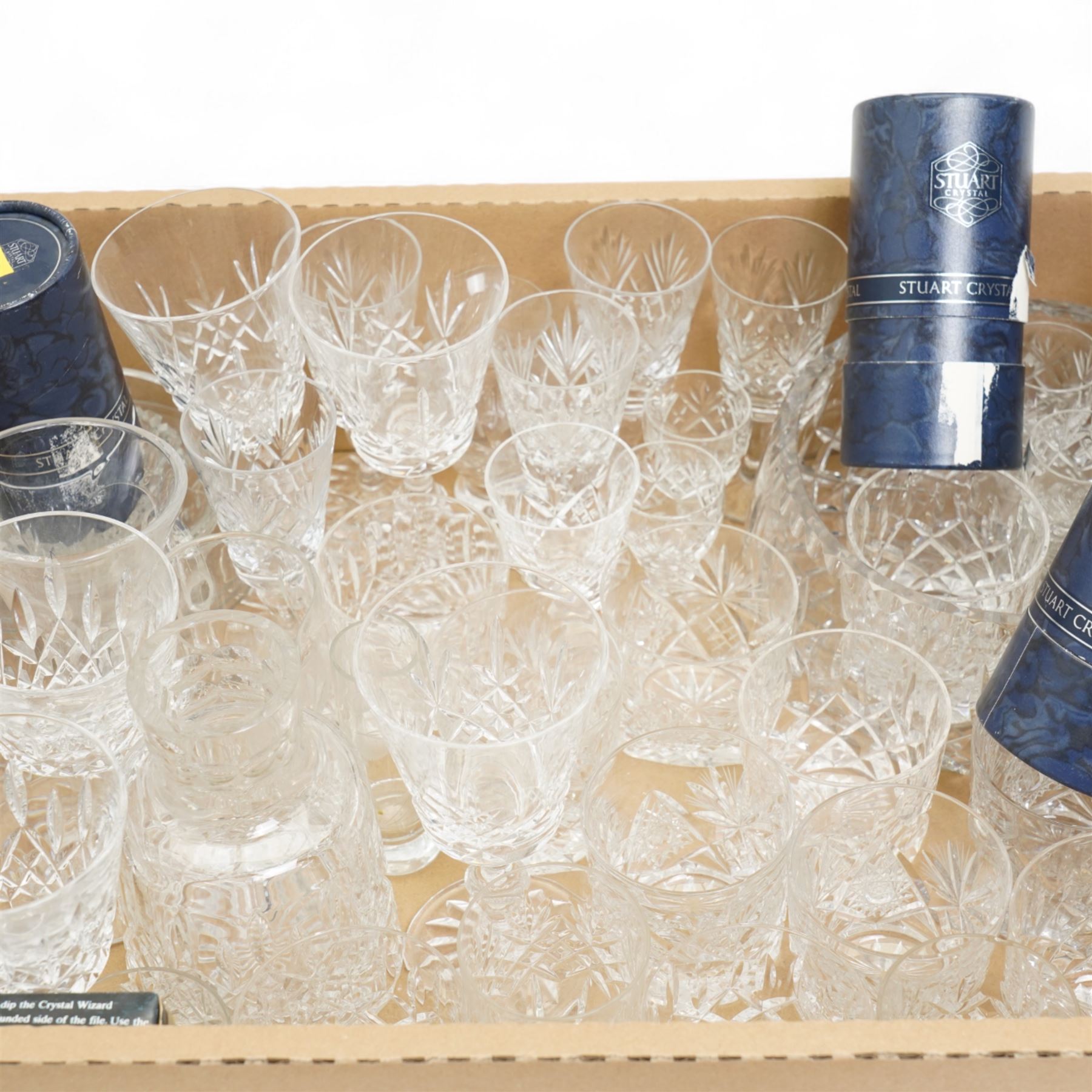 Waterford Lismore glassware, and further glass and crystal including Stuart and Edinburgh examples, in one box