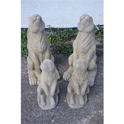  Pair of adult and baby composite stone models of Hares H48cm, max (4)  