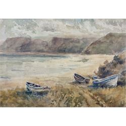 Frank Rousse (British fl.1897-1917): Cobles on the Bank at Runswick Bay, watercolour signed 25cm x 35cm 
Provenance: private collection, purchased David Duggleby Ltd 16th March 2015 Lot 67