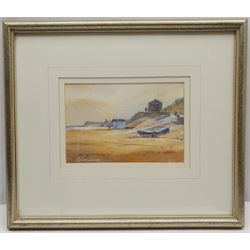 Robert Brindley (British 1949-): 'Sandsend Beach', watercolour signed, titled signed and dated '04 verso 14cm x 20cm