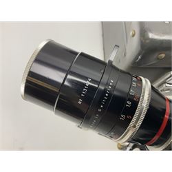 Bolex H16 Reflex camera body, serial no. 136928, with 'Macro-Switar 1:1.9 f=75mm' lens, serial no. 1131474, Switar H16 RX 1:1.6 f=10mm' lens, serial no. 1106324, with hard carry case