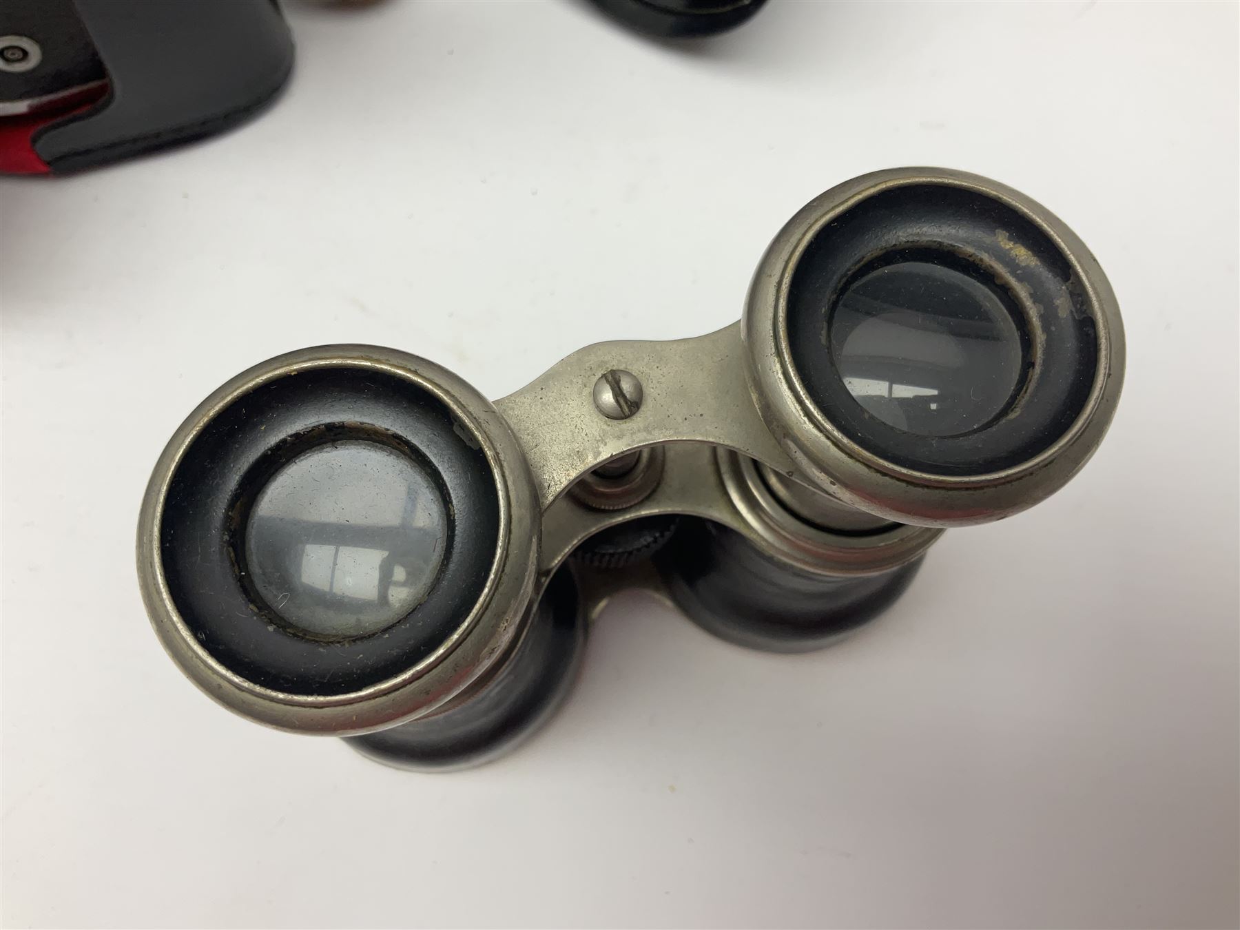 No2 folding autographic brownie, Exakta Varex IIb camera, brass three draw telescope, H.H. Son Ltd binoculars, Carl Zeiss Jena Jenoptem 7x50W binoculars etc