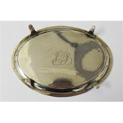 George III silver teapot stand, engraved initial decoration, on four raised reeded feet, by Peter, Ann & William Bateman, London 1803, approx 3.5oz