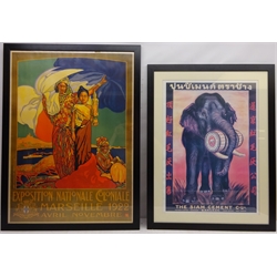  'Exposition Nationale Coloniale Marseille 1922', colour re-print after David Delllepiane, 'The Siam Cement Co', 20th century colour print and 'Off', colour print after Edmund Blair Leighton max 89cm x 64cm (3)  